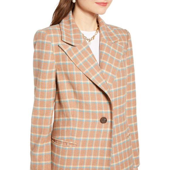 Single Breasted Plaid Wool Blend Topper NWT - Picture 7 of 7